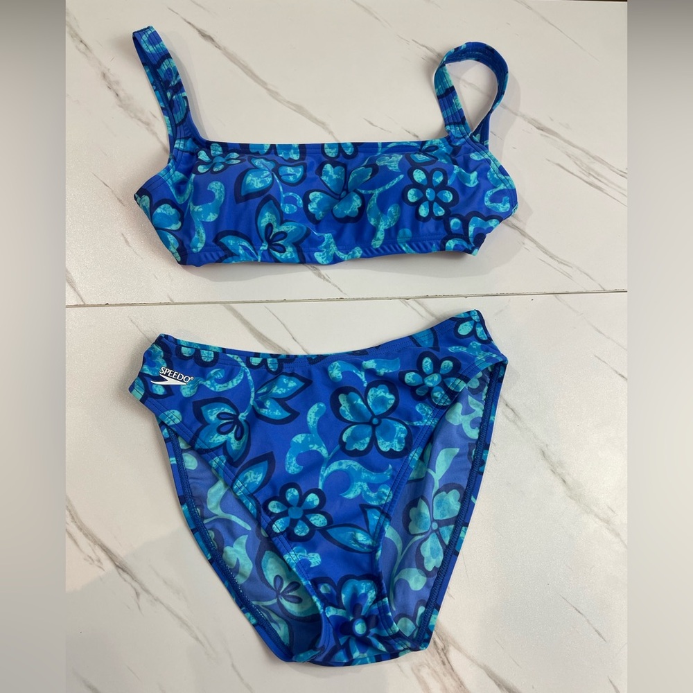 Speedo Teal and Blue Floral Bikini